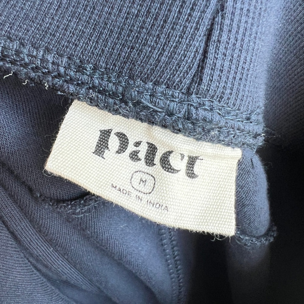 Pact Organic Airplane Pintuck Wide Leg Pants Navy Blue Cotton Cropped Medium - Picture 6 of 9